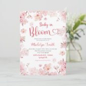 Invitation Bébé Fleur de Cerisier Rose Sakura en Fleur (Debout devant)