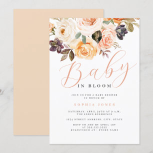 Invitation Bébé Fleur de Pêche en Fleur Baby Shower