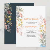 Invitation Bébé Fleur des Champs en Fleur Séchée Baby Shower (Devant / Derrière)