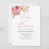 Invitation Bébé Fleur Rose en Fleur Bain (Devant)