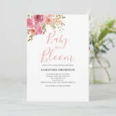 Invitation Bébé Fleur Rose en Fleur Bain (Debout devant)