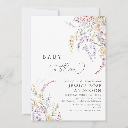Invitation Bébé fleur sauvage dans le Baby shower en fleurs (Devant)