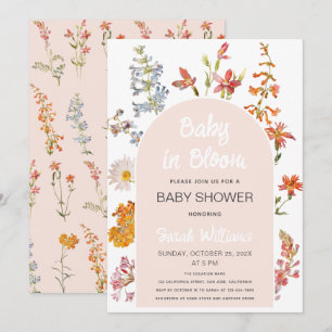 Invitation Bébé fleur sauvage en Fleur Arc rose Fille Douche