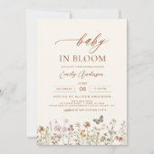 Invitation Bébé fleur sauvage en Fleur Baby shower Beige (Devant)