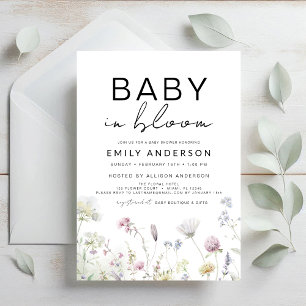 Invitation Bébé fleur sauvage en Fleur Baby shower Boho Garde
