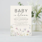 Invitation Bébé fleur sauvage en Fleur Baby shower Boho Garde (Debout devant)
