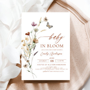 Invitation Bébé fleur sauvage en Fleur Baby shower en terre c