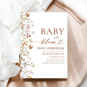 Invitation Bébé fleur sauvage en Fleur Baby shower en terre c