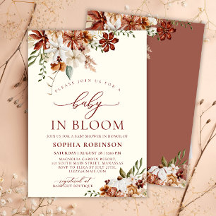 Invitation Bébé fleur sauvage en Fleur Baby shower en terre c