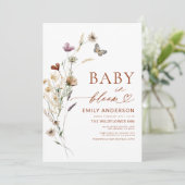 Invitation Bébé fleur sauvage en Fleur Baby shower en terre c (Debout devant)