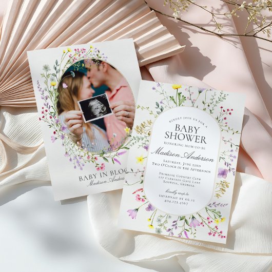 Invitation Bébé fleur sauvage en Fleur Baby shower floral