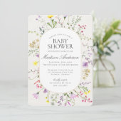Invitation Bébé fleur sauvage en Fleur Baby shower floral (Debout devant)