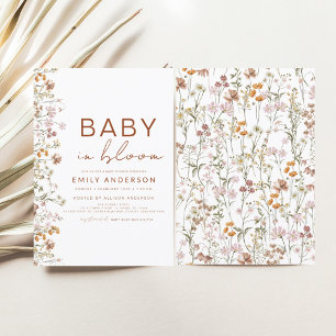 Invitation Bébé fleur sauvage en Fleur Baby shower Jardin
