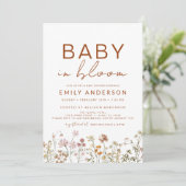Invitation Bébé fleur sauvage en Fleur Baby shower Jardin (Debout devant)