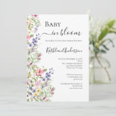 Invitation Bébé fleur sauvage En Fleur Baby shower rose viole (Debout devant)