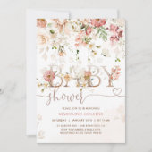 Invitation Bébé fleur sauvage En Fleur Blush Baby shower Flor (Devant)