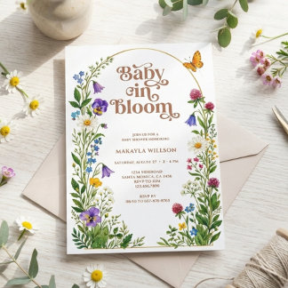 Invitation Bébé Fleur Sauvage en Fleur Fête de Naissance