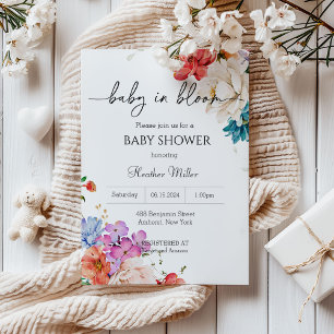 Invitation Bébé Fleur Sauvage en Fleur Shower de Naissance