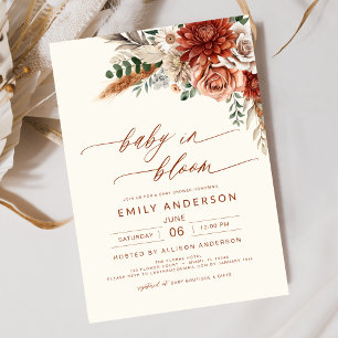 Invitation Bébé fleur sauvage en fleurs Baby shower d'automne
