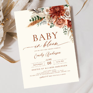 Invitation Bébé fleur sauvage en fleurs Baby shower d'automne