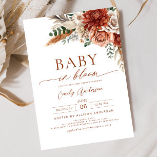 Invitation Bébé fleur sauvage en fleurs Baby shower d'automne