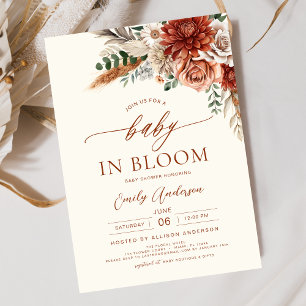 Invitation Bébé fleur sauvage en fleurs Baby shower d'automne