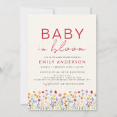 Invitation Bébé Fleur sauvage en terre cuite dans douche en f (Devant)