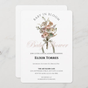 Invitation Bébé Fleur sauvage habillé dans le Baby shower Blo