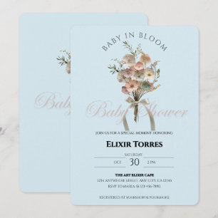 Invitation Bébé Fleur sauvage habillé dans le Baby shower Blo