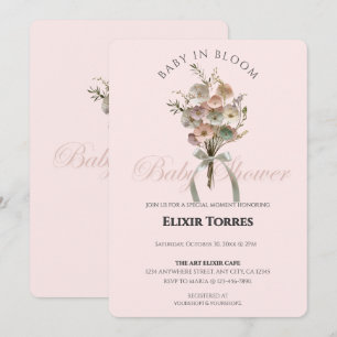 Invitation Bébé Fleur sauvage habillé dans le Baby shower Blo