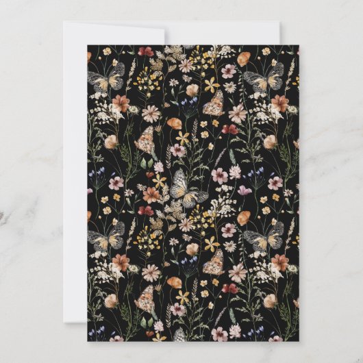 Invitation Bébé Fleur sauvage noir dans le Baby shower en fle (Dos)