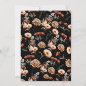 Invitation Bébé Fleur sauvage noir en fleurs Baby shower d'au (Dos)