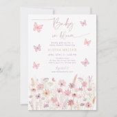 Invitation Bébé Fleur sauvage papillon dans le Baby shower fl (Devant)