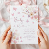 Invitation Bébé Fleur sauvage papillon dans le Baby shower fl