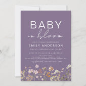 Invitation Bébé Fleur sauvage pourpre dans le Baby shower en  (Devant)