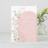 Invitation Bébé Fleur sauvage rose pâle dans le Baby shower f (Debout devant)