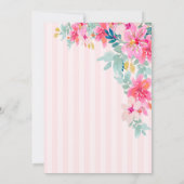 Invitation Bébé fleur sauvage rose rayures dans le Baby showe (Dos)