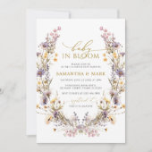 Invitation Bébé Fleur sauvage violet dans douche fleurie (Devant)
