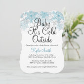 Invitation Bébé Flocon de Neige Bleu Il Fait Froid Dehors Bab (Debout devant)
