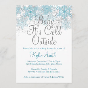 Invitation Bébé Flocon de Neige Il Fait Froid Dehors Baby Sho