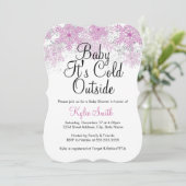 Invitation Bébé flocon de neige rose il fait froid dehors Bab (Debout devant)