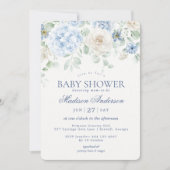 Invitation Bébé Floral bleu en Fleur Baby shower Hydrangea (Devant)
