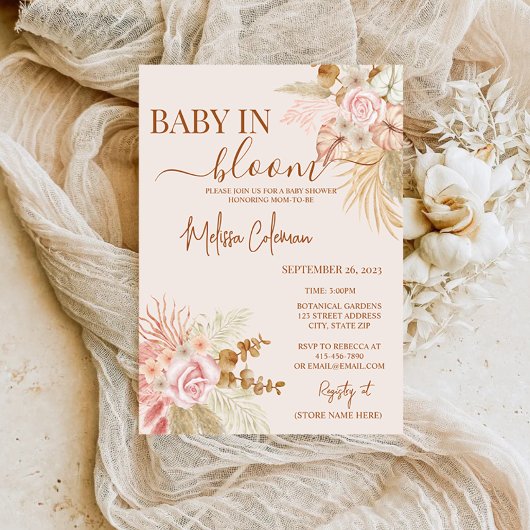 Invitation Bébé Floral Boho Dans Le Baby shower Fleuri