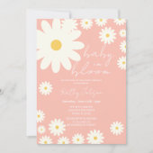 Invitation Bébé floral mignon rose de marmite en fleurs douch (Devant)