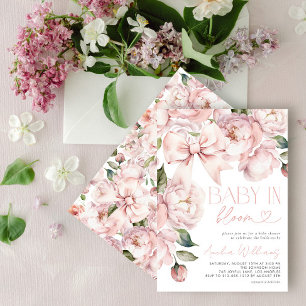 Invitation Bébé floral moderne en fleurs fille douche