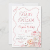 Invitation Bébé floral rose en fleurs dans le Baby shower en (Devant)