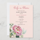 Invitation Bébé floral rose rose moderne dans le Baby shower  (Devant)