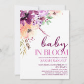 Invitation Bébé Floral Violet Chute Dans Le Baby shower Fleur (Devant)