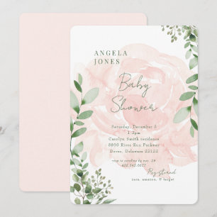Invitation Bébé flou doux Bébé arrondi fille douche