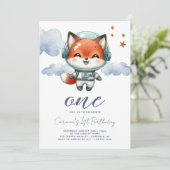 Invitation Bébé Fox astronaute 1er anniversaire (Debout devant)